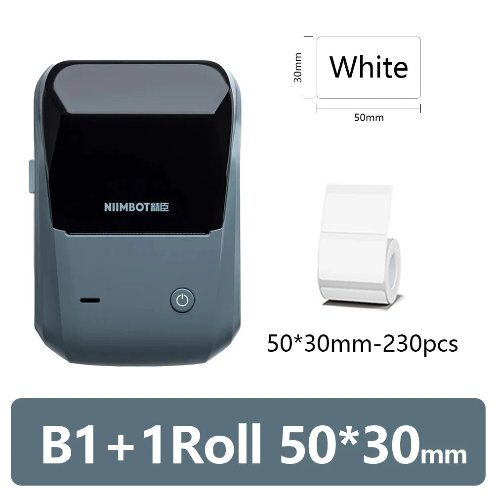 NIIMBOT B1 Portable Thermal Printer With Tapes 2 Inch Adhesive Label Machine Mini Bluetooth Sticker Maker Waterproof Labels Roll