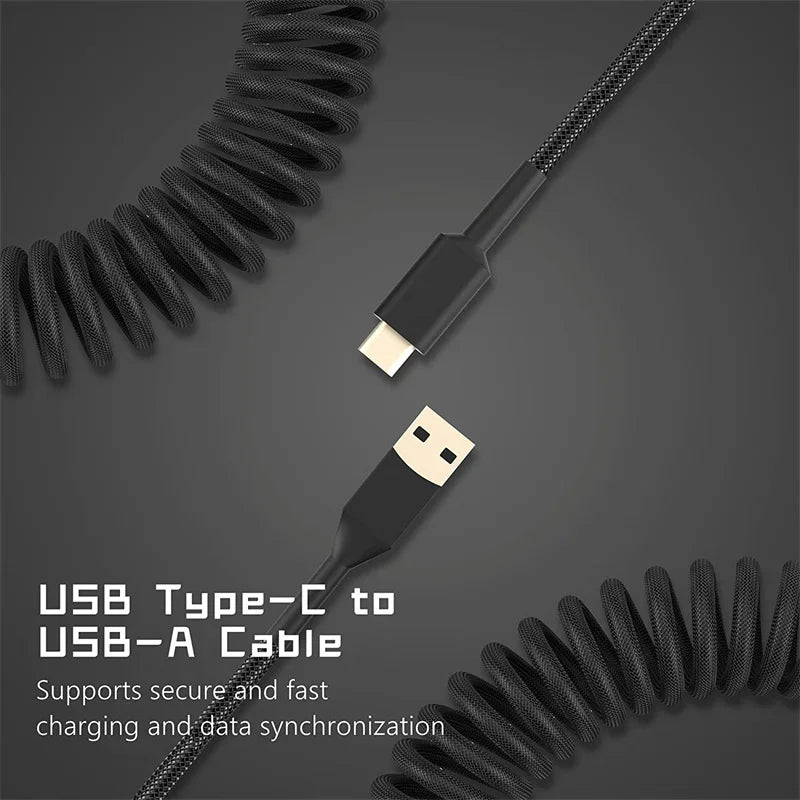 3M Type C Mechanical Keyboard Coiled Cable USB Keyboard Wire Mechanical Keyboard Aviator Desktop Computer Aviation Connector