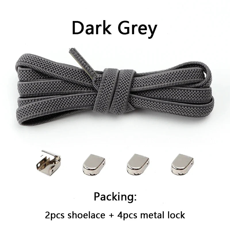 No Tie Shoe Laces Flat Elastic Shoelaces for Sneakers Tieless Shoelace Expand Shoestrings One Size Fits All Adult and Kids Shoes