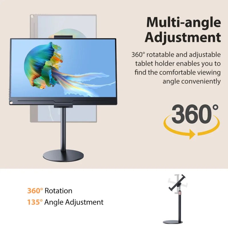 Adjustable Monitor Stand Height Portable Vesa Monitor Tablet Holder Up To 24Cm Standing Tablet Bracket Desk Mount Wider Base
