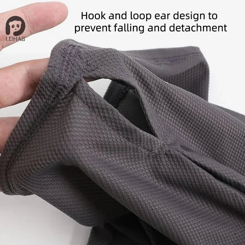 Summer Ice Silk Sunscreen Mask For Men Women Outdoor Cycling Face Cover Solid Color Neck Wrap UV Protection Ear Bandana Scarf