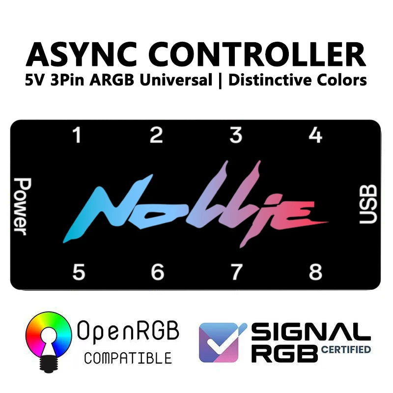 Nollie SignalRGB OpenRGB Universal 5V 3PIN ARGB Asynchronous Controller HUB For Computer PC Case Cooling Fans Light Strip