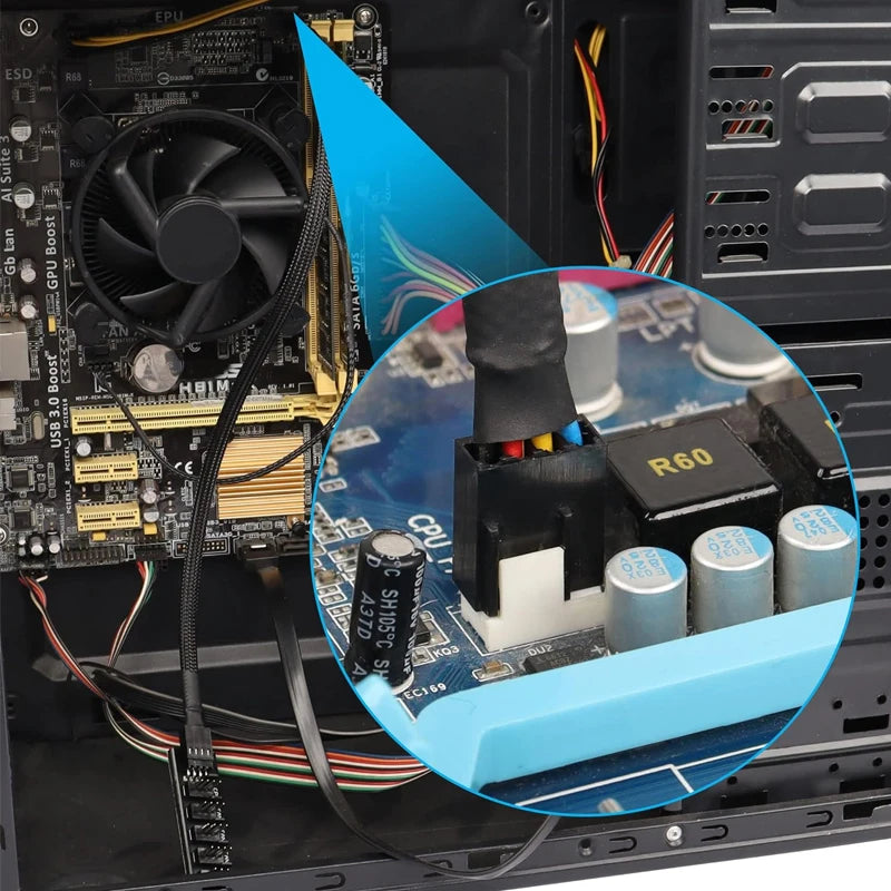 4-Pin Pwm Pc Fan Hub Pc 5-Way Splitter 1-to-5 Splitter 5-Way Pc Case Internal Motherboard 4Pin/3Pin Fan Power Extension Cable