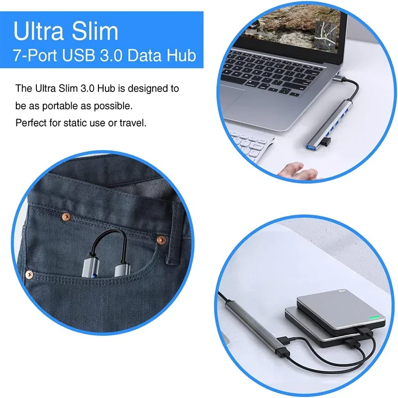 7 Port Multi Splitter Type C HUB 3.0 Adapter OTG For Xiaomi Lenovo Macbook 13 15 Air Pro PC Laptop Computer Accessories