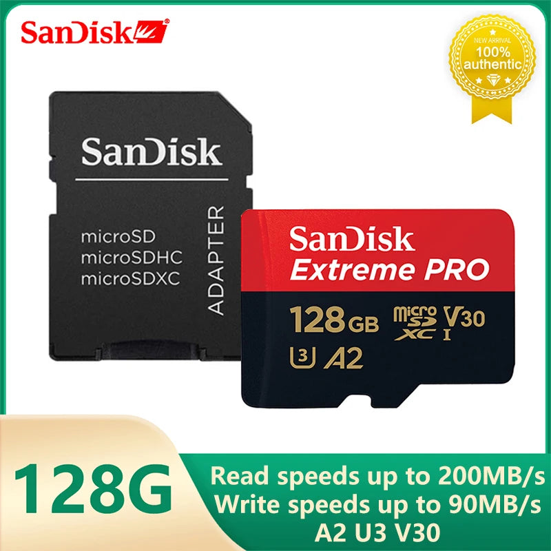 Extreme Pro Flash 128GB Card Micro SD Card SDXC UHS-I 512GB 256GB 64GB 32G U3 V30 TF Card Memory Card Adapter for Camera for DJI