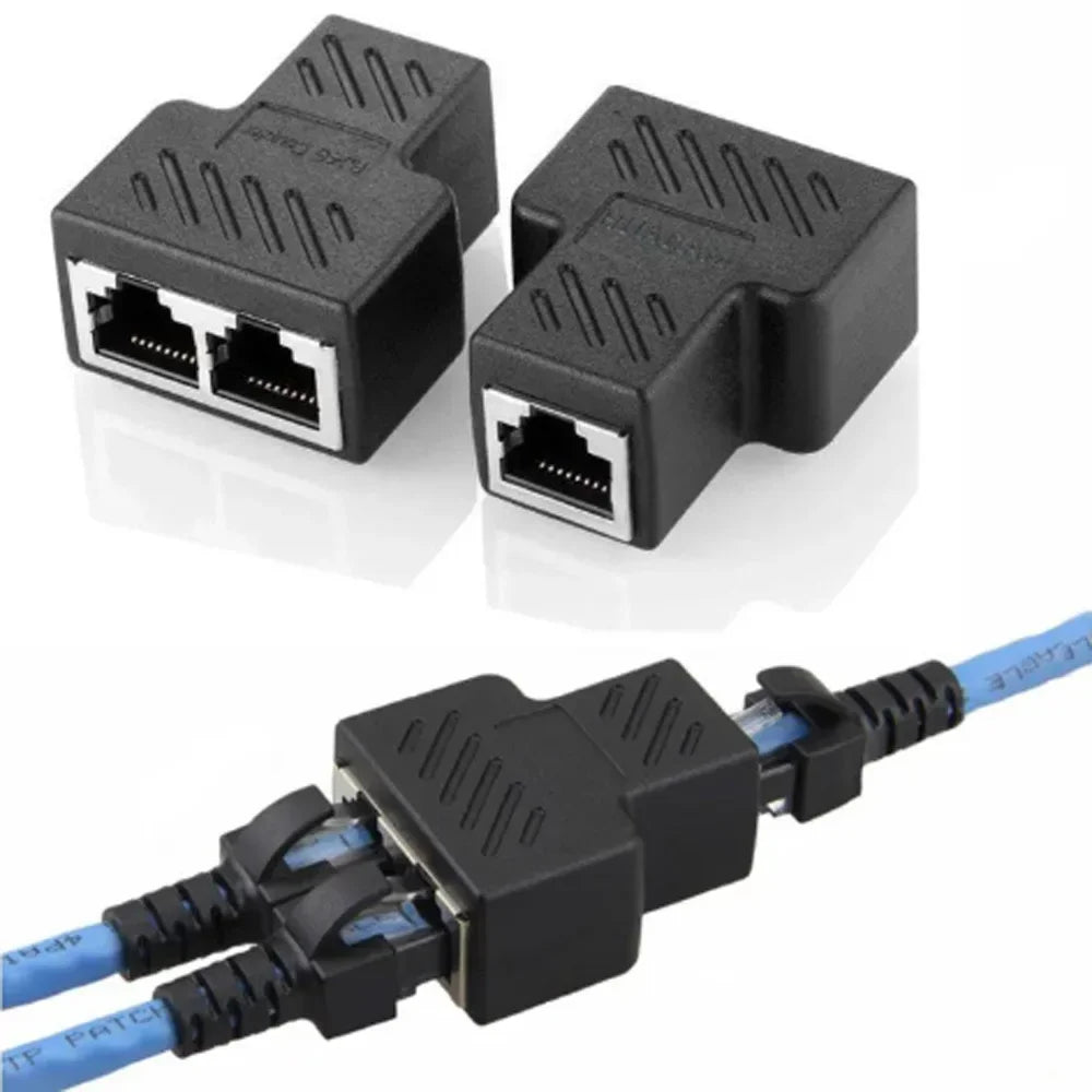 One To Two adapter For Ethernet Cable Splitter Rj45 8P8C PC Version Simultaneous Internet Access IPTV Broadband Three Way Conn