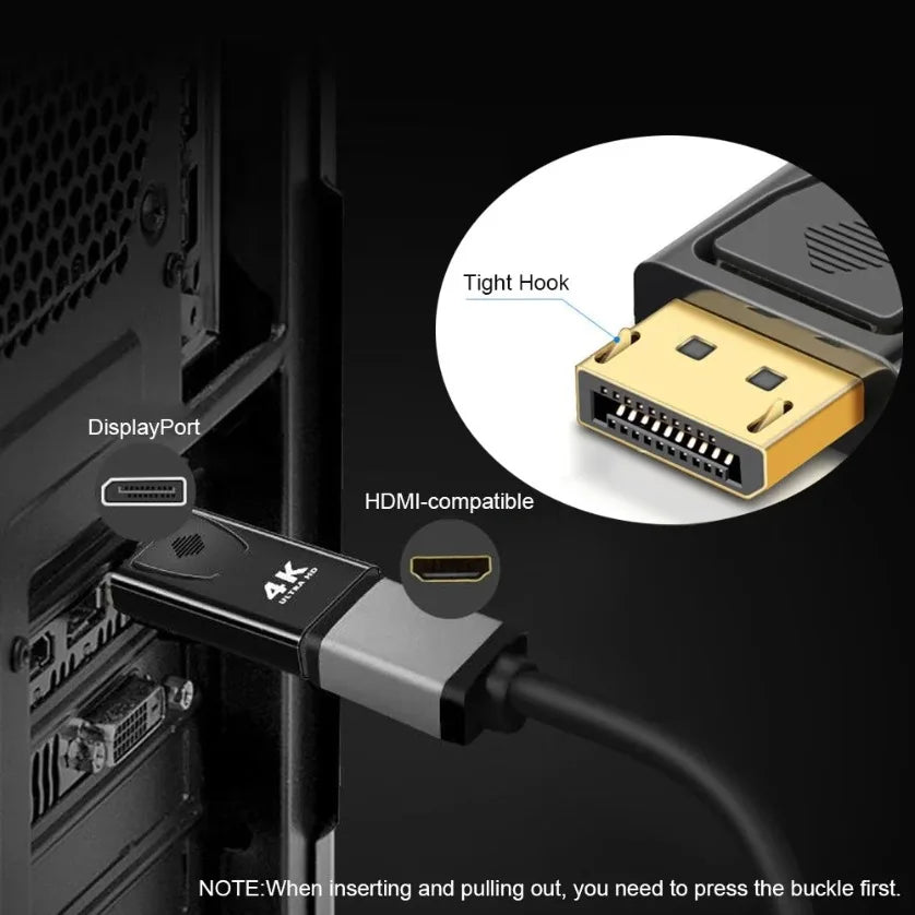 1080/4K Connector DisplayPort DP To HDMI-Compatible Cable Video Audio Adapter Converter for PC Laptop to TV Monitor Projector