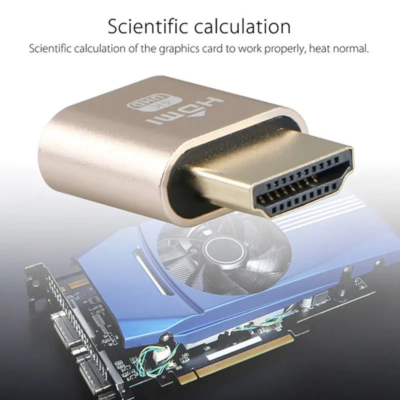 HDMI-compatible Dummy Plug Virtual Display Headless Ghost Display Emulator 4K DDC EDID Dummy Emulator Adapter For Bitcoin Mining