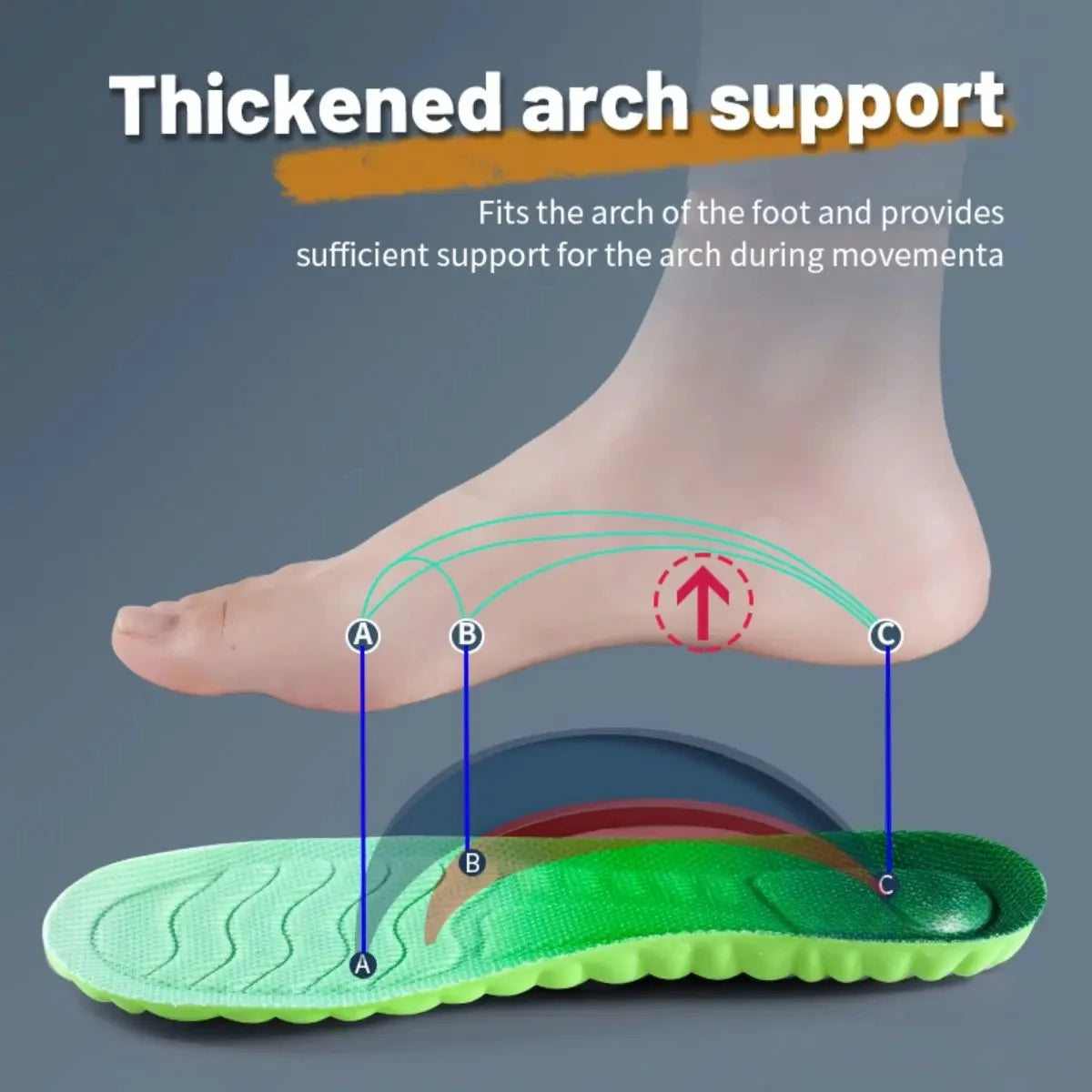 1Pair Sport Insoles PU High Stretch Shock Resistant Antibacterial Anti-odorant Breathable Insoles Comfortable for Shoes Cushion