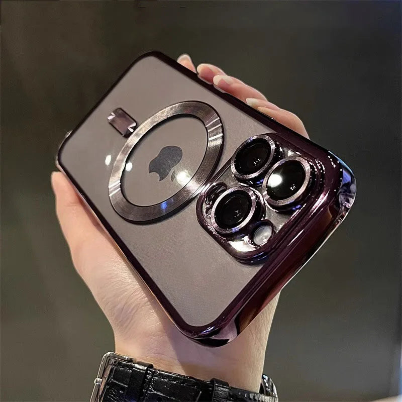Luxury Magnetic Plating Clear Case For Magsafe Wireless Charging iPhone 11 12 13 14 15 16 17 Pro Max Air Plus Shockproof Cover