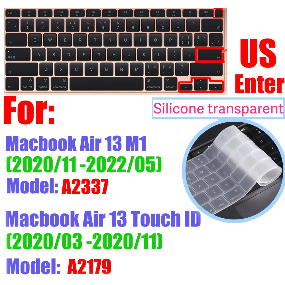 CaseBuy Premium Silicone Keyboard Cover Ultra Thin for MacBook Pro 14 16" M4 M3 M2 M1 Pro/Max, Air 15" 13.6" M3 M2, Cl
