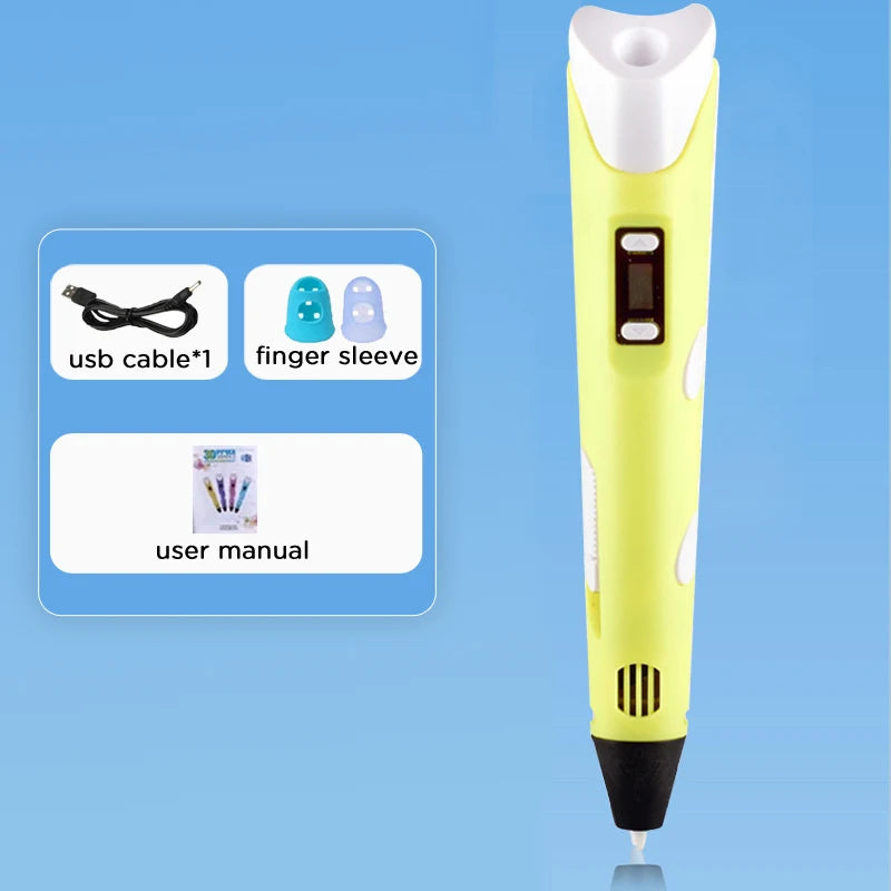 3D Pen Drawing Printing Pen With LCD Screen Compatible PLA Filament Toys Safe Paiting for Children DIY Christmas Birthday Gift