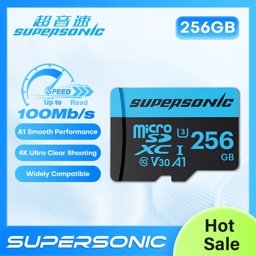 Supersonic Micro SD Card C10  32GB 64GB 128GB 256GB U3 4K High Speed Cartao De Memoria Flash Memory TF Mecard C10