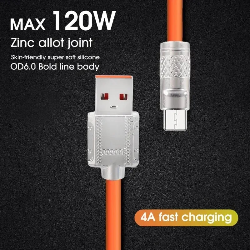 Liquid Silicone Cable Quick Charge 1M USB Cable USB C Charger Cable for Huawei Samsung Xiaomi 120W 6A Super Fast Charge Type C