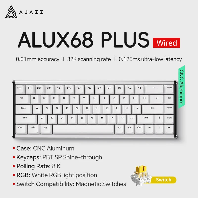 AJAZZ AK680 MAX Magnetic Switch Mechanical Keyboard 60% Rapid Trigger 0.01mm 8K/1K Return 68 keys Wired/Wireless Gaming Keybaord