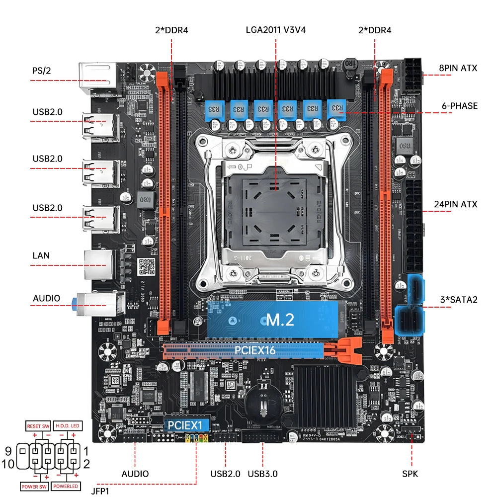 MOUGOL New X99 Motherboard Set with Intel Xeon E5 2680 V4 & DDR4 16G (8G*2) 2133MHz Dual Channel  RAM M.2 NVME for Desktop Host