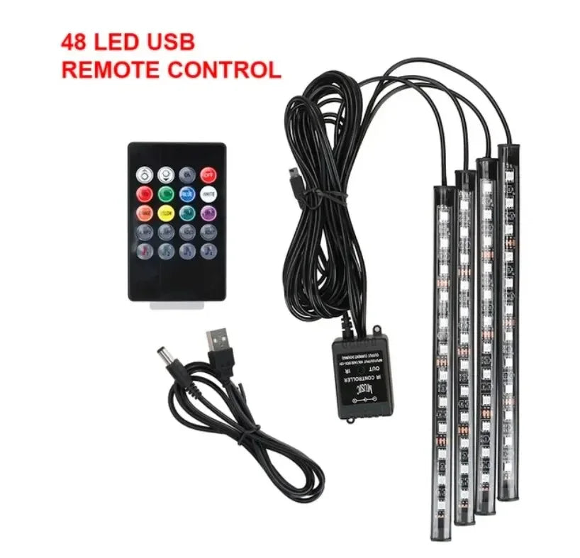 LED Car Foot Light Remote/Voice Control Ambient Lamp Auto Decoration 36/48/72 LED Atmosphere Lamp