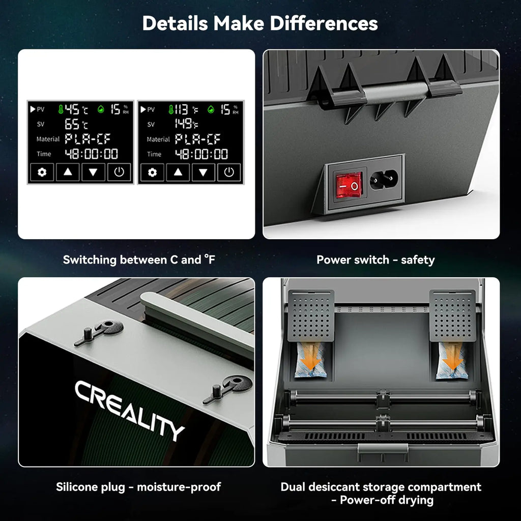 Creality Space Pi Filament Dryer Plus Drying Box Upgraded Two Rolls Drying Dehydrator for 2KG Filament 360° Hot-air heating