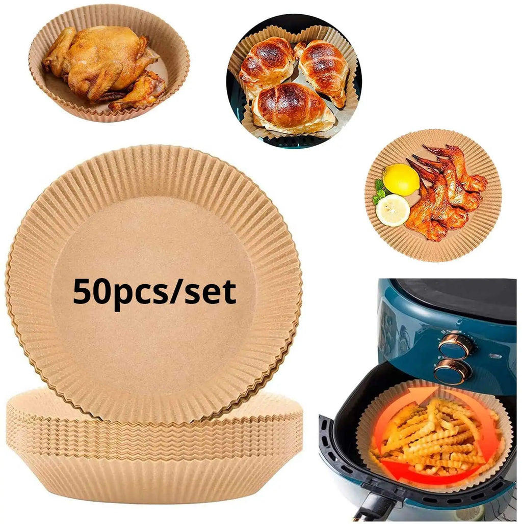 50/100/200pcs Disposable Air Fryer Paper Round/Square Special Paper Food Silicon Oil Paper Air Fryer Liners Baking Paper