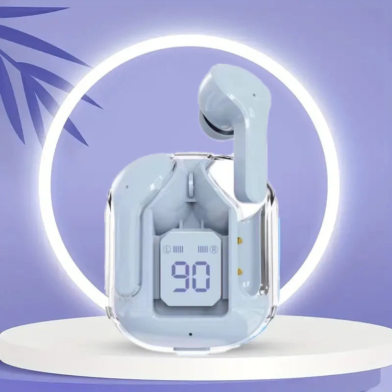 Original T2 Wireless Bluetooth Earphone Transparent HIFI Headphones LED Power Digital Display Stereo Sound Earphones for Phone