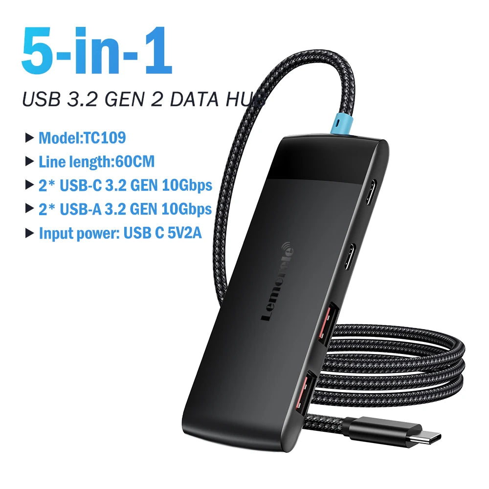 Lemorele USB Hub Type C Hub USB3.0 OTG 4 Port USB C/A HUB Multi Splitter Adapter Laptop Accessories For Lenovo Macbook Pro