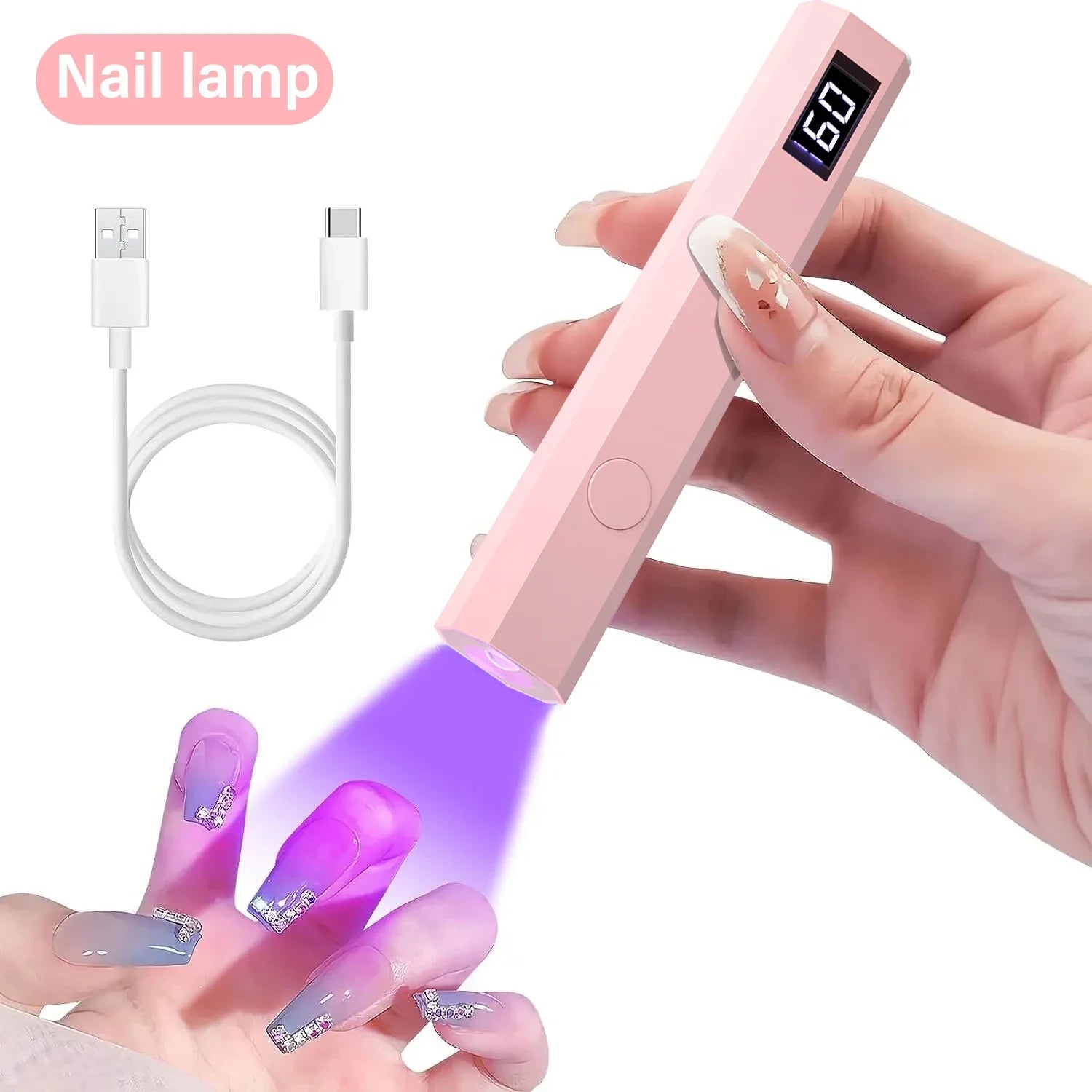 Portable Handheld Flashlight UV Mini Nail Gel Lamp UV Led For Gel Polish Quick Dry Pen USB Nail Drying Machine UV LED Nail Lamp