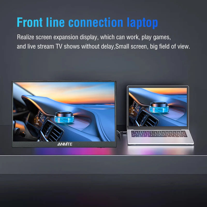 Anmite 16-Inch Portable Touch Monitor Non-touch optional 1200P HDR 16:10 For XBox PS4 / 5 Switch Cell Phone PC Loptop Extension