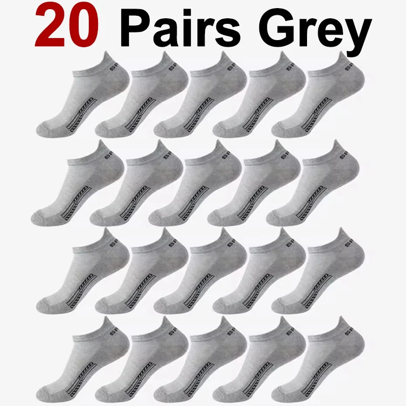 5/10/20 Pairs Men Short Socks Trendy High-Quality Low Cut Round Neck Ankle Socks Mesh Breathable Versatile Casual Men Boat Socks
