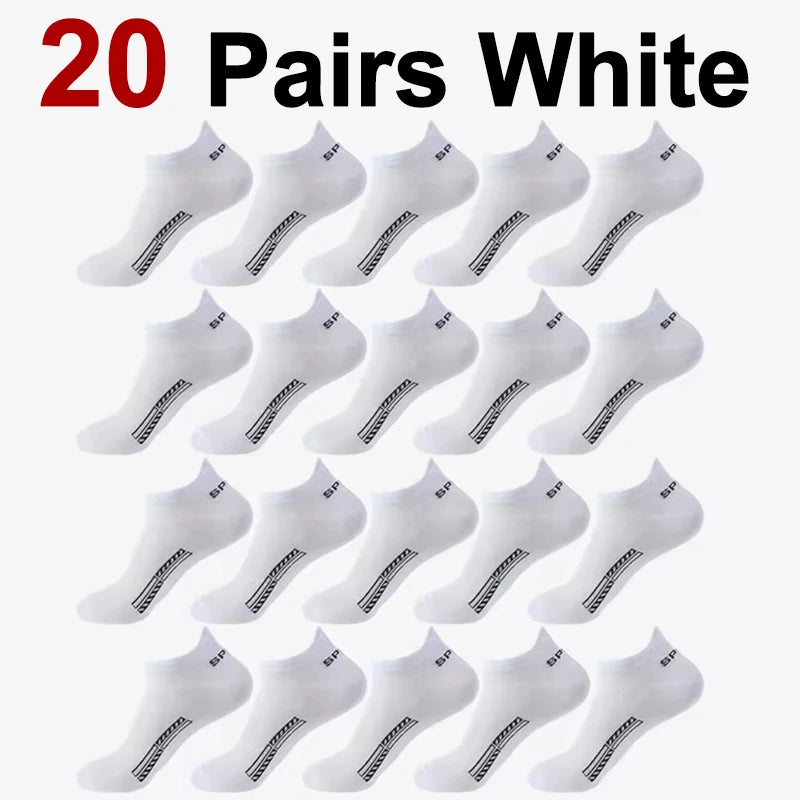 5/10/20 Pairs Men Short Socks Trendy High-Quality Low Cut Round Neck Ankle Socks Mesh Breathable Versatile Casual Men Boat Socks