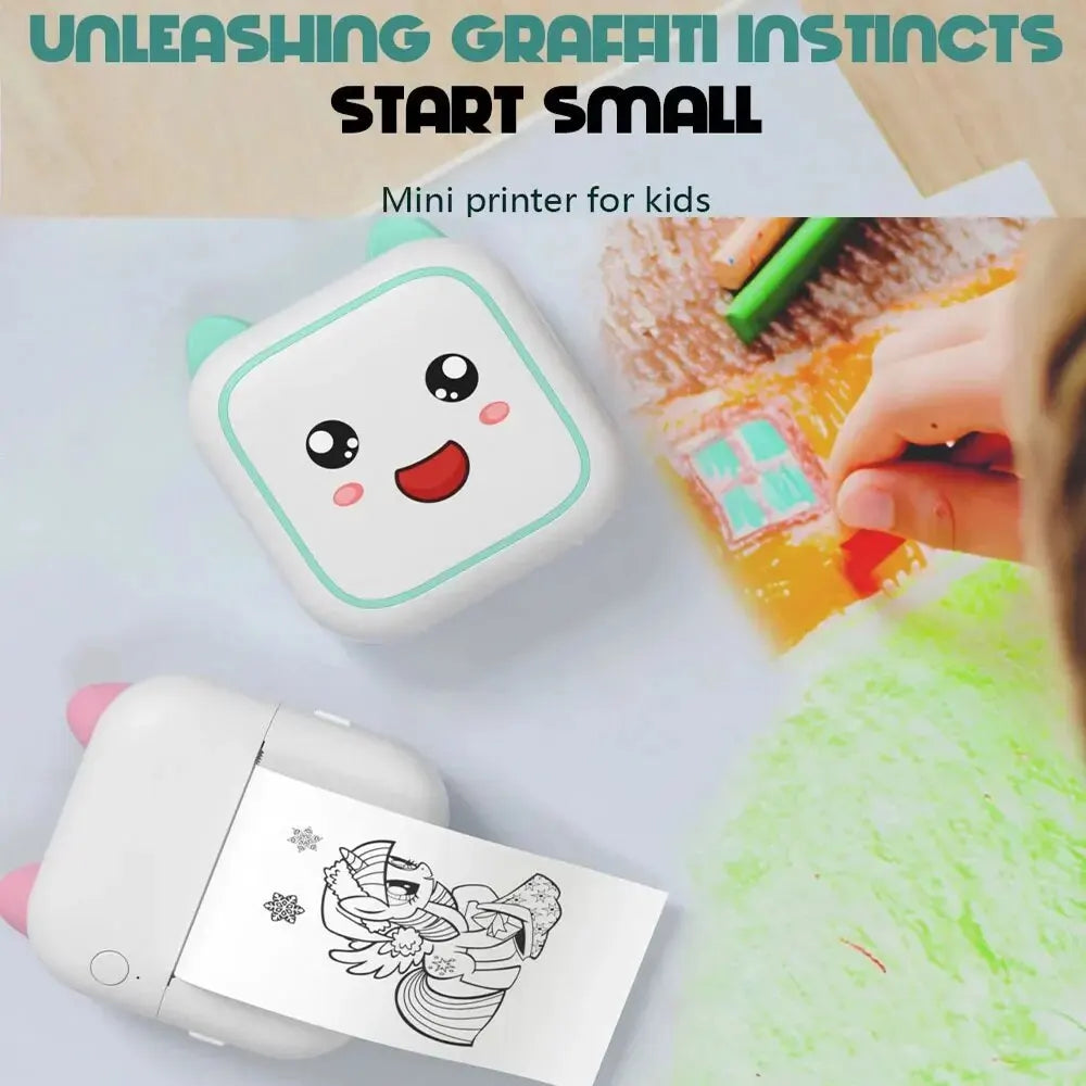 Mini Smile Printer Inkless With Thermal Paper Adhesive Photo Label Recorder Graffiti Printing Bluetooth Wirelss Maker For Home