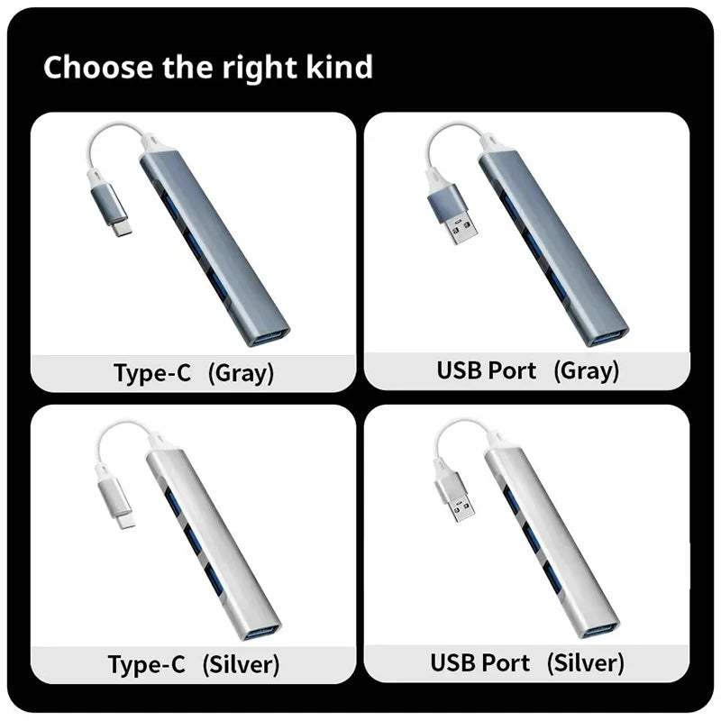 4 Port USB 3.0 Hub USB C Hub High Speed Type C Splitter 5Gbps For PC Computer Accessories Multiport HUB 4 USB 3.0 2.0 Ports