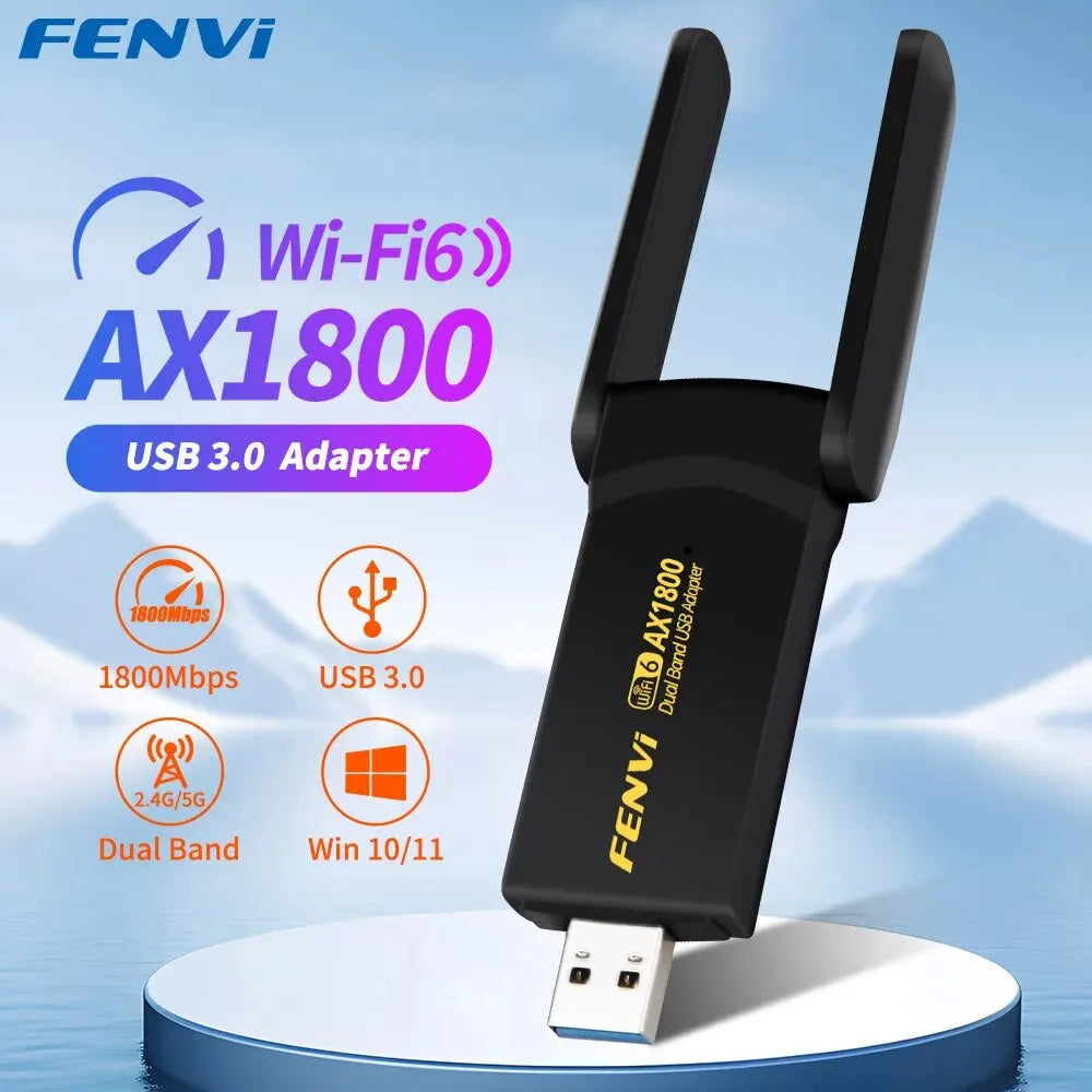 FENVI 1800Mbps WiFi 6 USB Adapter Dual Band 2.4G/5Ghz Wireless WiFi Receiver USB 3.0 Dongle Network Card For Laptop PC Win 10/11