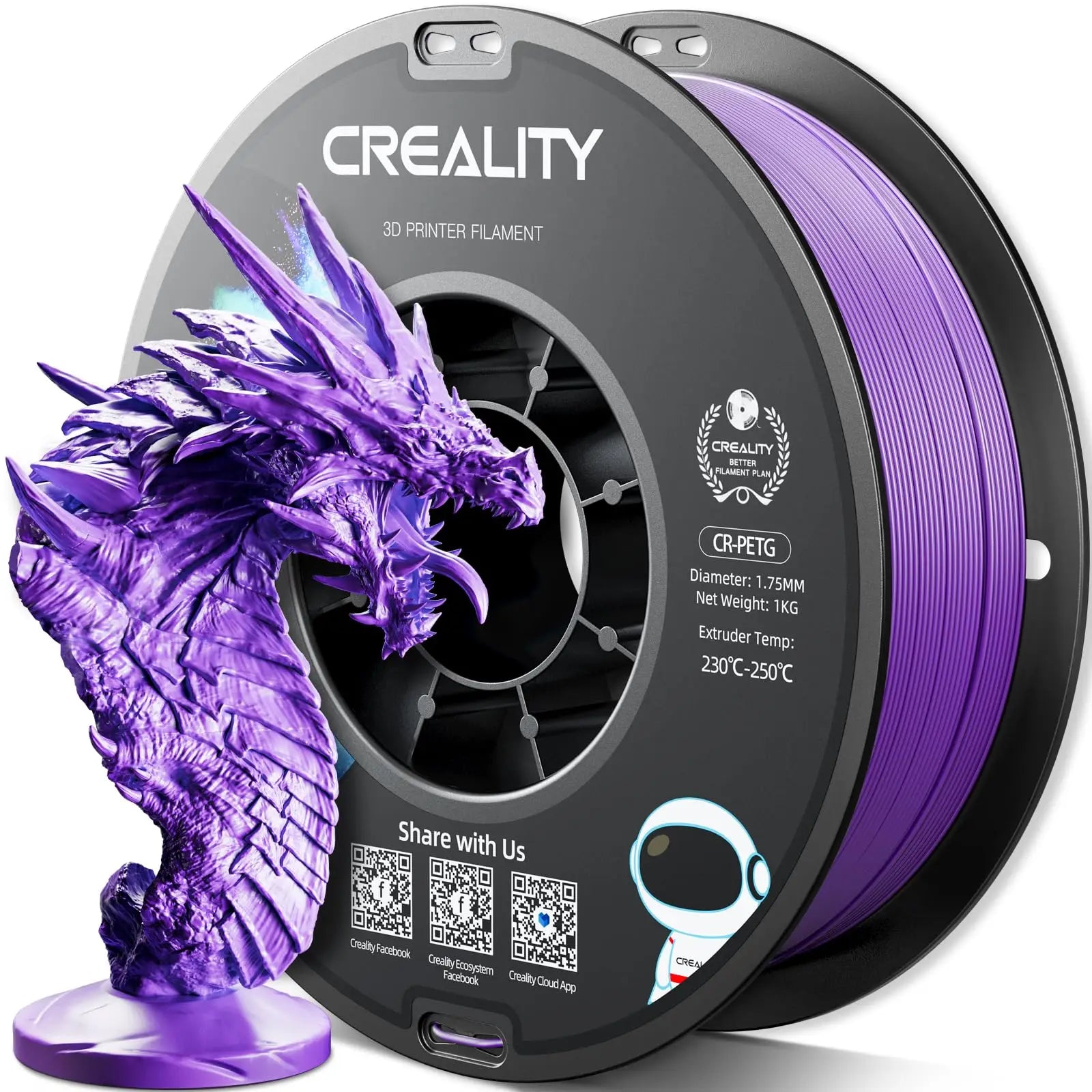 Creality Official PETG 3D Printer Filament 1.75mm 12 rolls Bundle  High Precision Strong Toughness Odorless Flow Moistureproof