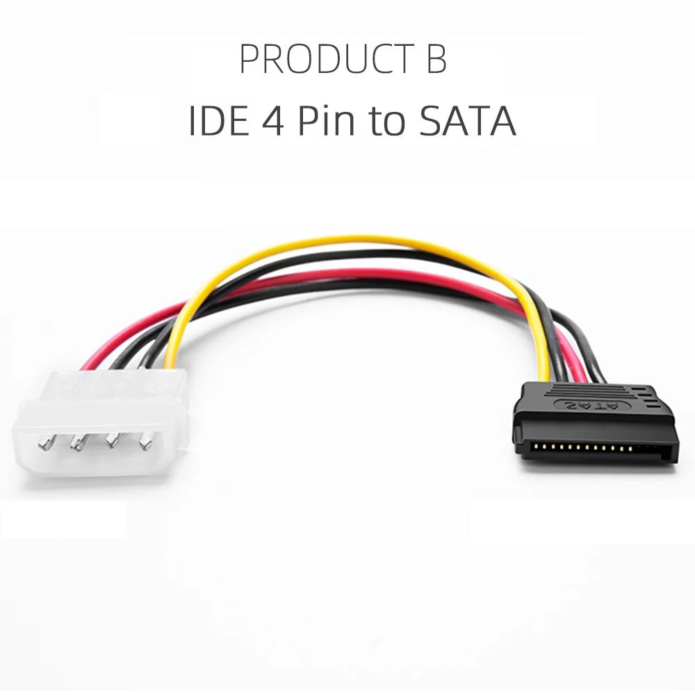 IDE Molex 4 pin to 2 x SATA Power Cable Serial ATA Y Splitter Hard Driver Dual Extension Cord Adapter Connector