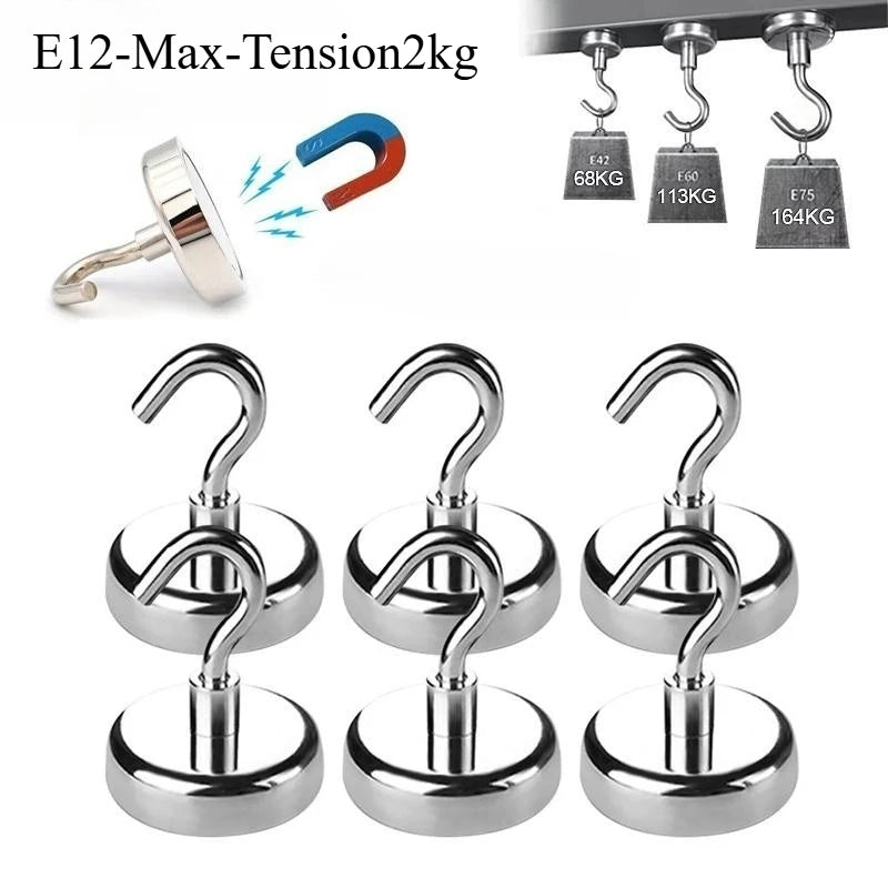 E10/12/16/32mm Strong Magnetic Hooks Multi-Purpose Storage Home Kitchen Bar Storage Key Storage Hooks Bathroom Hangers