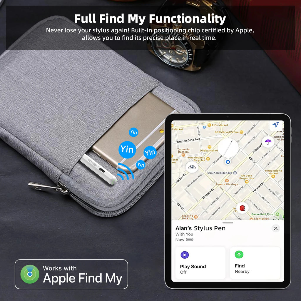 For Apple Pencil 2 with Apple Find My in App iPad Pencil for iPad Air 6 Pro 13' 2024 Air5 4 iPad Pro 11 12.9 with Palm Rejection