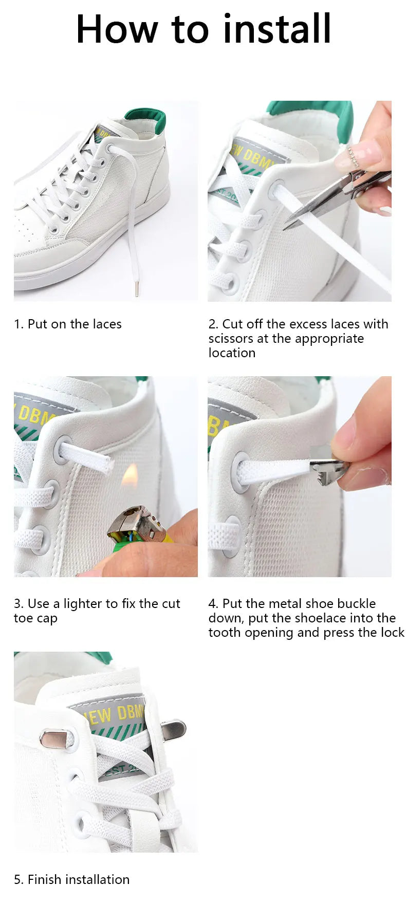 No Tie Shoe Laces Flat Elastic Shoelaces for Sneakers Tieless Shoelace Expand Shoestrings One Size Fits All Adult and Kids Shoes