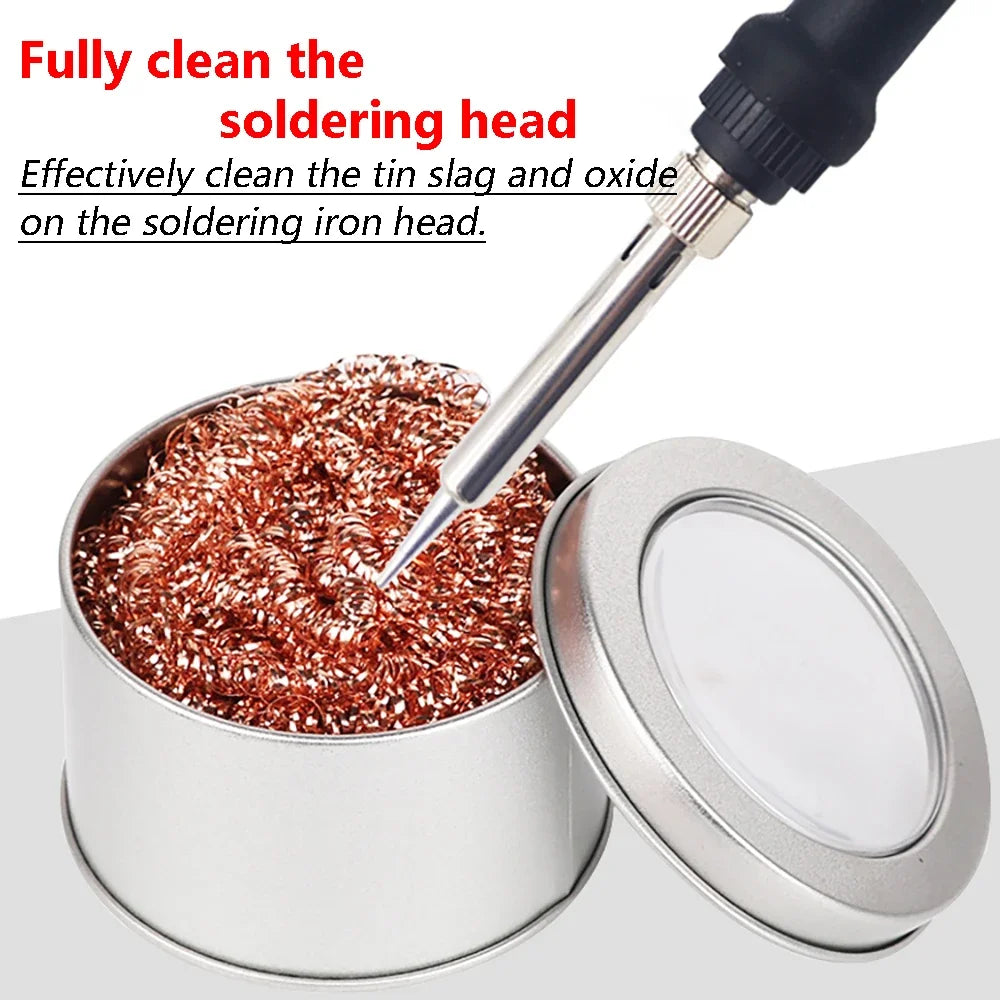 Soldering Iron Cleaning Ball Cleaning Nozzle Tip Desoldering Soldering Solder Iron Tip Copper Wire Cleaner Ball Metal Dross Box