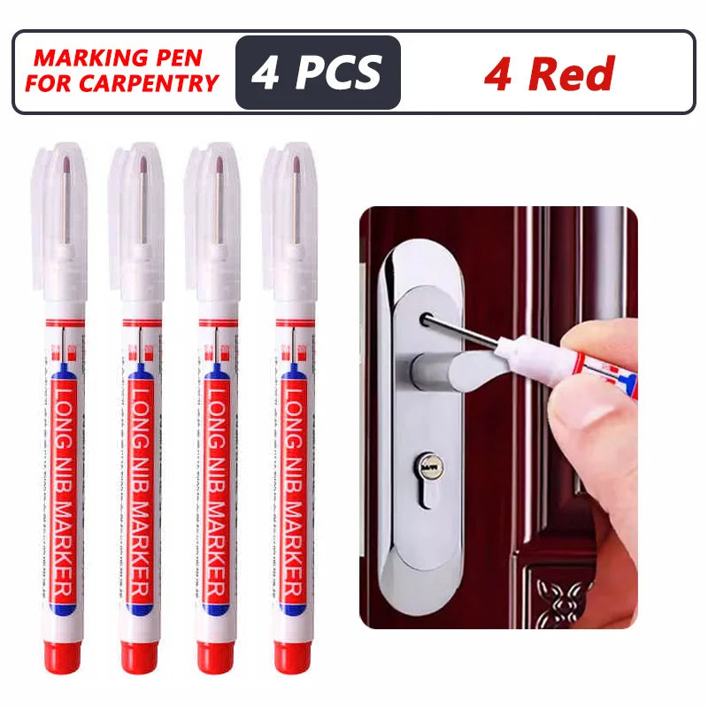 8Pcs/Set 20mm Deep Hole Long Nib Head Markers For Metal Perforating Pen Waterproof Bathroom Woodworking Decoration Multi-Purpose