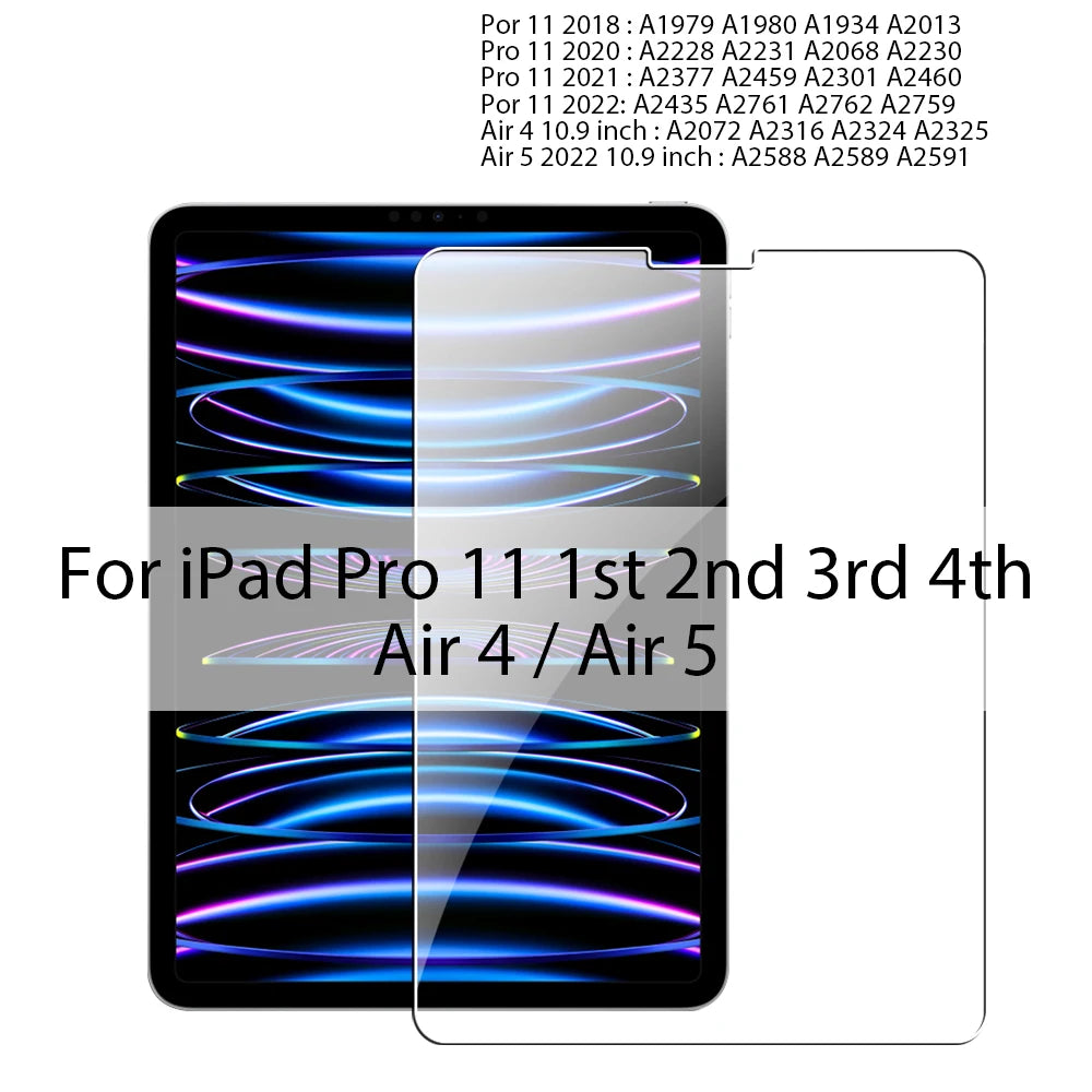 Tempered Glass Screen Protector For Apple IPad Pro 12.9 11 9.7 10.2 10.9 Air 4 5 Mini 6 5th 6th 7th 8th 9th 10th Generation Film
