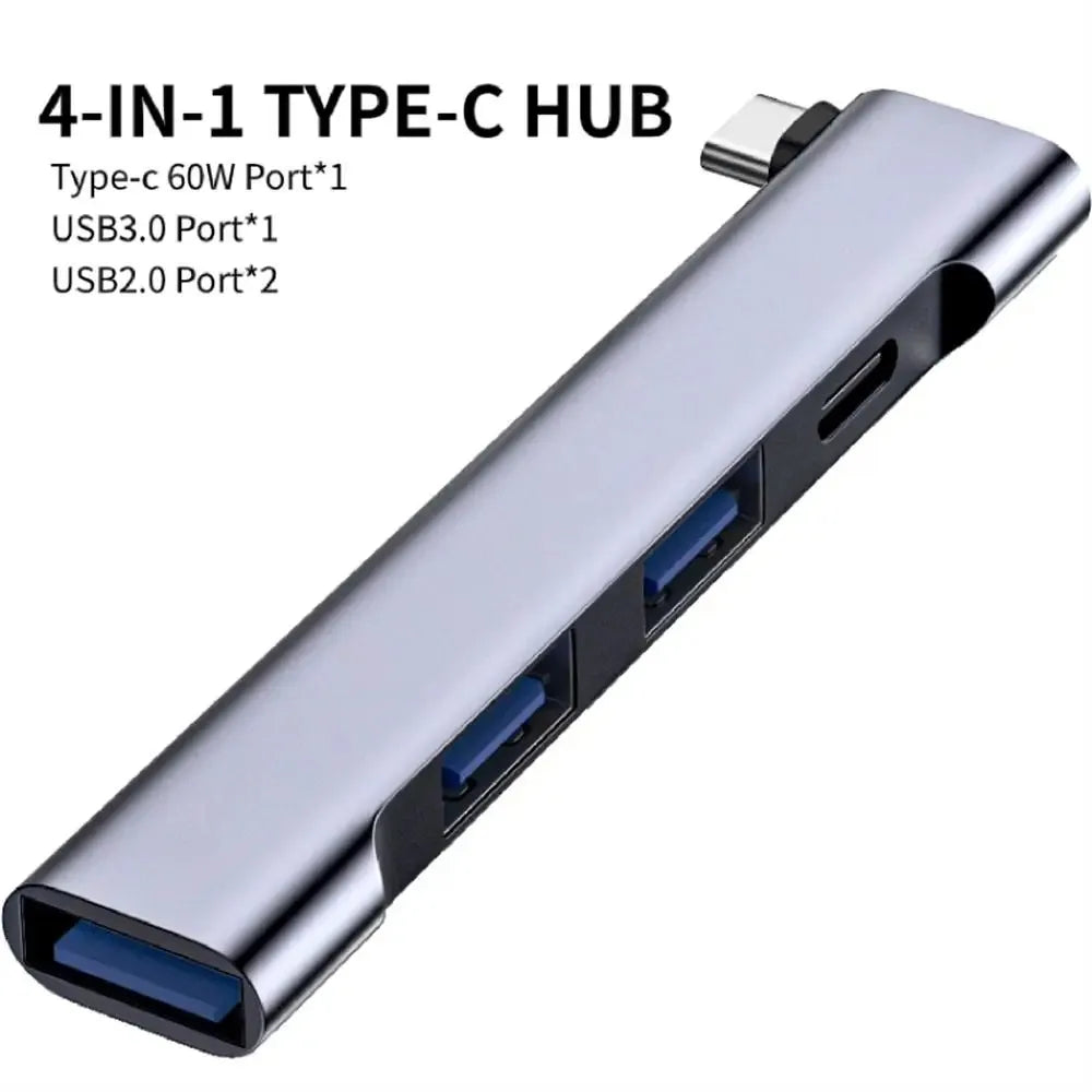 4-in-1 USB C HUB 3.0 PD 60W Type C 3.1 Multi Ports USB Splitter OTG Adapter USB HUB For Xiaomi Lenovo Macbook Pro 13 15 Air Pro