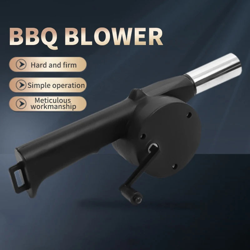 BBQ Fan Air Blower Fast Fire Starter Portable Manual Hand Crank for Outdoor Picnic Camping Cooking Barbecue Charcoal Grills Stov