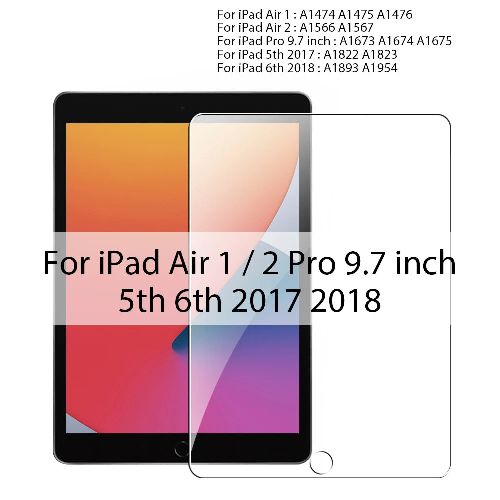 Tempered Glass Screen Protector For Apple IPad Pro 12.9 11 9.7 10.2 10.9 Air 4 5 Mini 6 5th 6th 7th 8th 9th 10th Generation Film