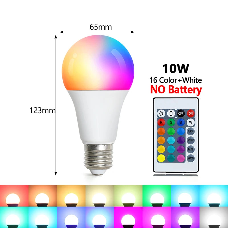 E27 RGB LED Light Bulb White Lamp Spotlight 220V with IR Remote Control Color Changing Multicolor for Bedroom Party Home Decor