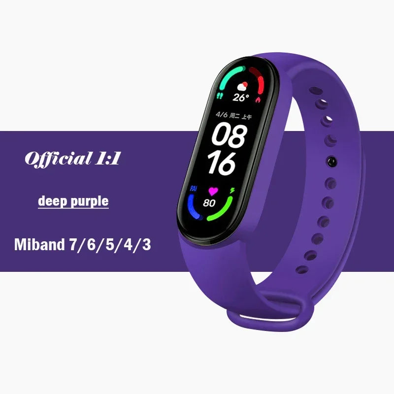 official Silicone Strap For Xiaomi Mi Band 4 5 6 7 Bracelet Sport Watch Wristband Miband4 miband7 Correa Mi band 3 4 5 6 7 Band