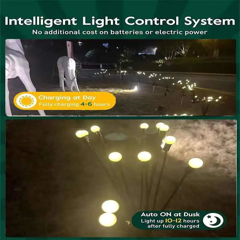 Solar LED Lights Garden Firework Warm Lights Outdoor 6/8 LEDs Waterproof Firefly Lawn Lamps Patio Pathway Decoration
