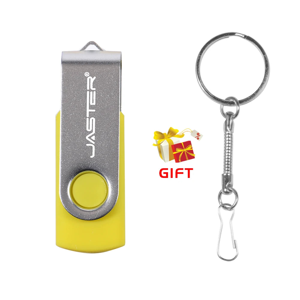JASTER Rotatable Colorful USB 2.0 Flash Drive 128GB Creative Gift Memory Stick 64GB Silver Clip Pen Drive 32GB U Disk 16GB 8GB
