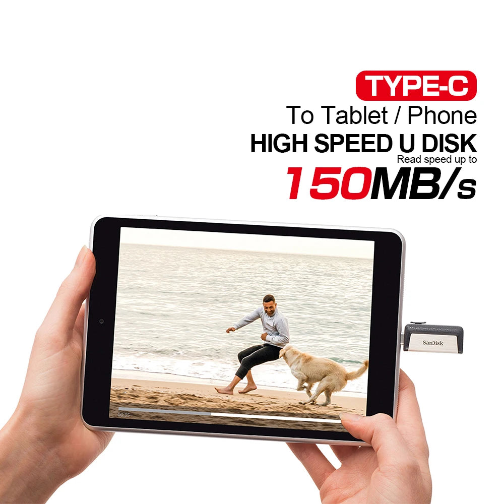 SanDisk Dual USB Type C and Type A Flash Drive SDDDC2 Pen Drive 64GB 128GB 256GB Memory Stick For Smartphone Tablet Laptop PC