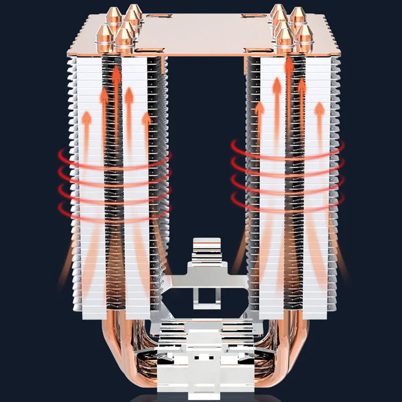 6 Heat Pipe CPU Cooler 4Pin PWM PC Quiet Air Cooler Fan for Intel LGA 1366 1700 1200 1150 1151 1155 2011 X79 X99 AM3 AM4 AM5