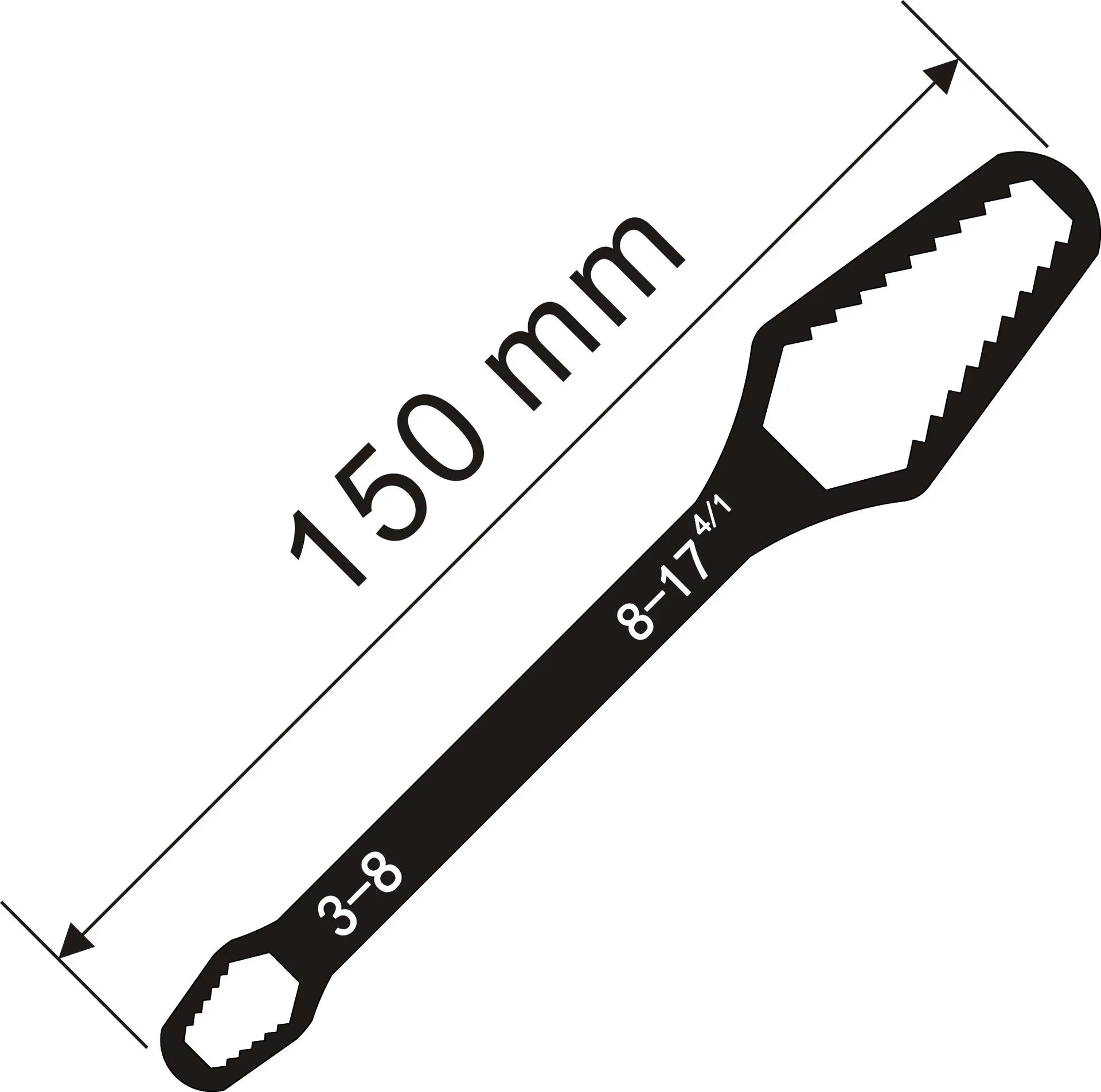 1pc Multi functional black 150mm long T-shaped wrench, adjustable self tightening double head wrench, portable manual tool for a